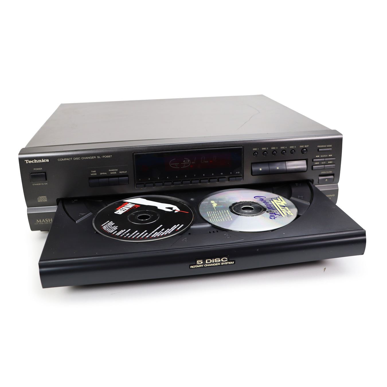 5 disc technics cd player changer carousel multi disc disk system analog optical digital audio vintage