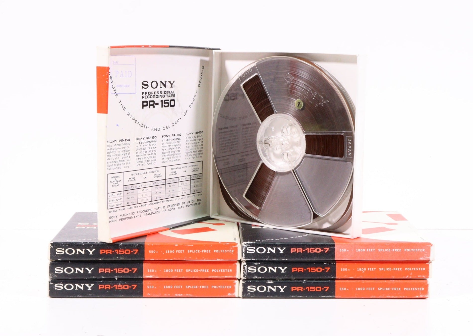 Sony PR-150-7 Professional Recording Tape 550m 1800ft (Bundle of Seven