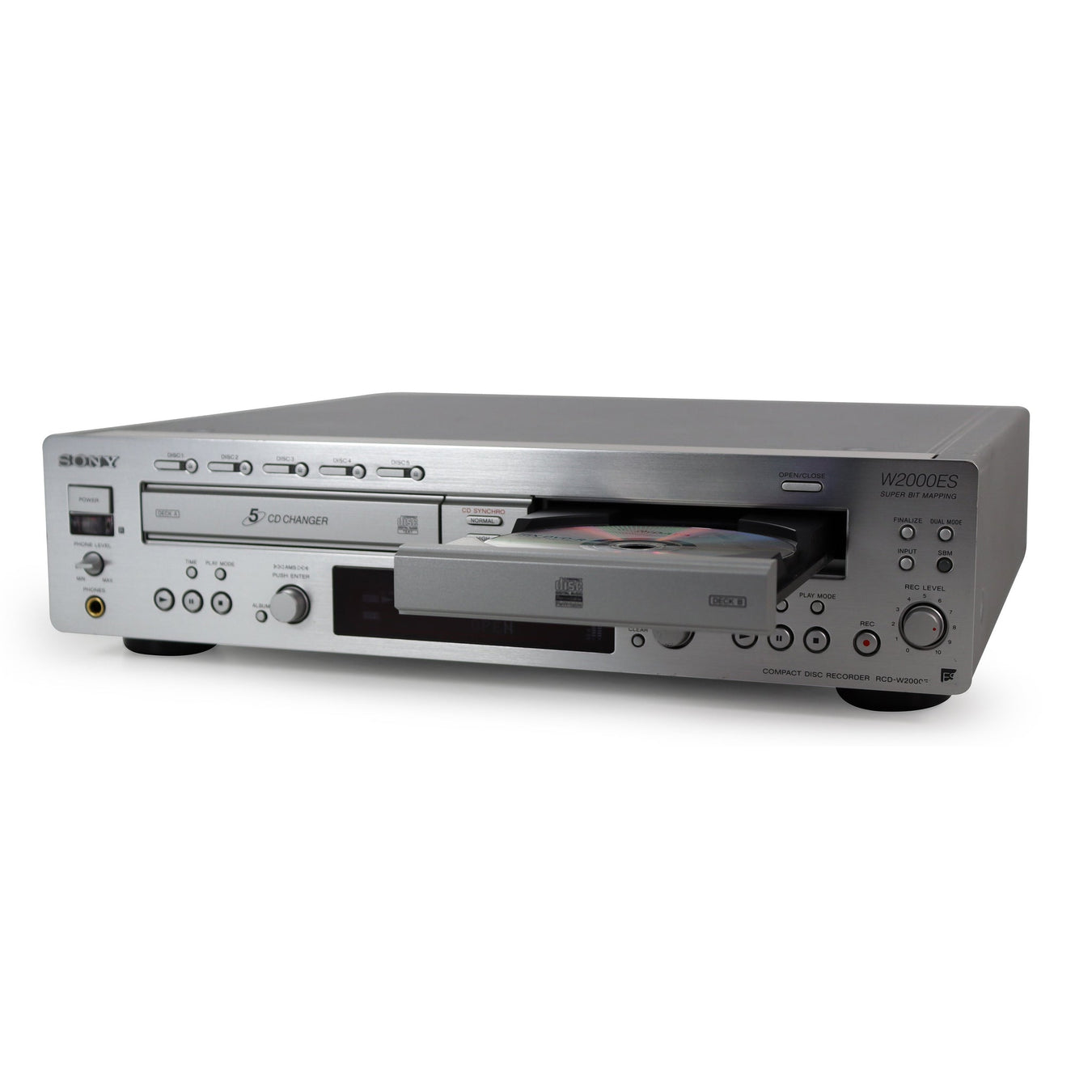 sony silver face cd recorder recording system dual tray five disc es elevated standard high speeding dubbing professional optical digital audio