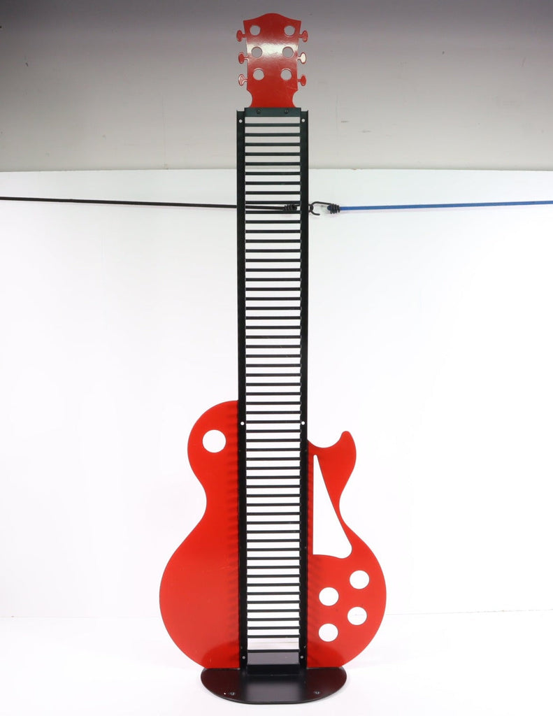 Vintage 50" Red and Black Metal Guitar Shaped CD Rack Holder Organizer