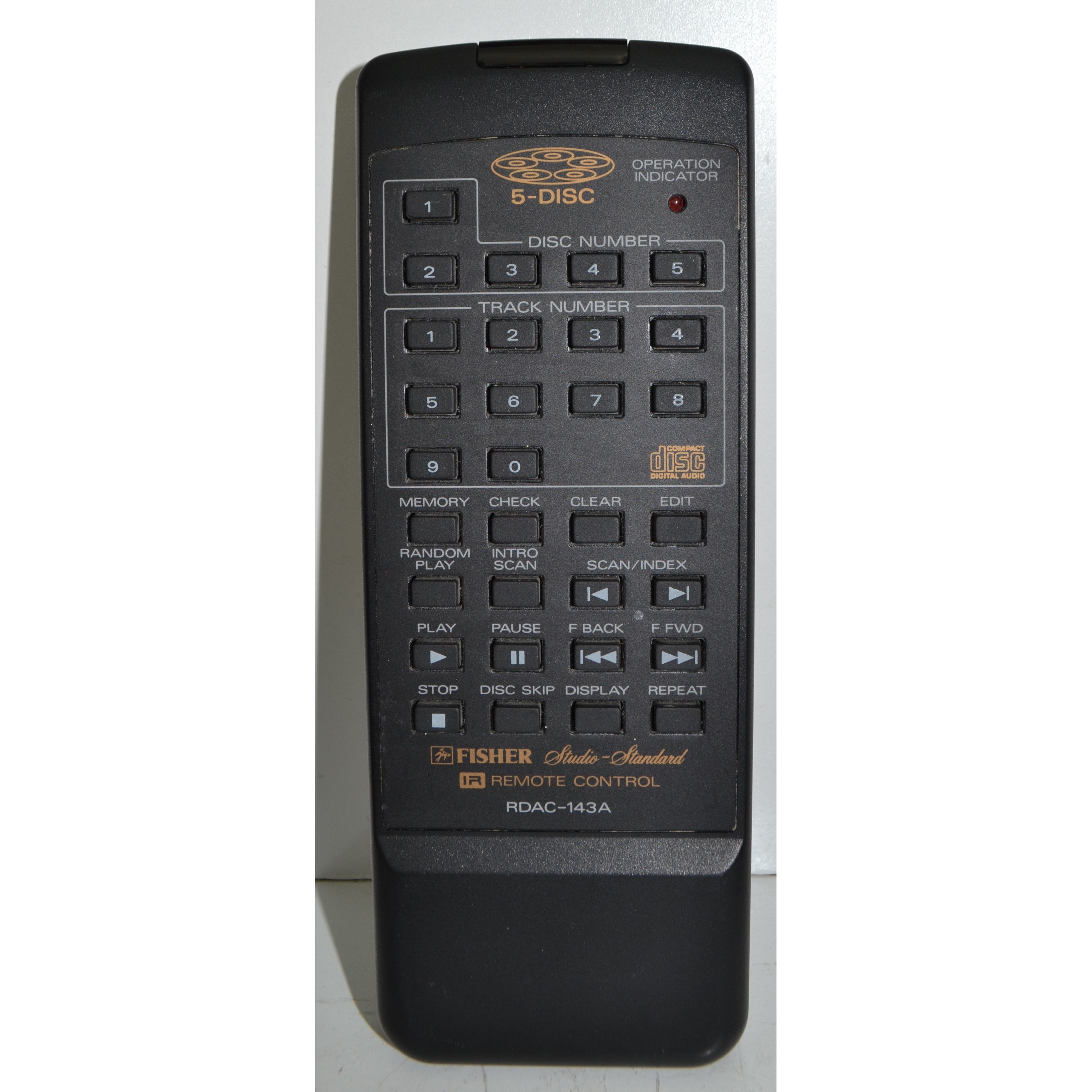 Fisher RDAC-143A Remote Control for 5-Disc CD Player DAC-143