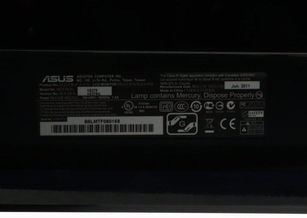 ASUS VE276 27" LCD Computer Monitor with Integrated Speakers and HDMI-Computer Monitors-SpenCertified-vintage-refurbished-electronics