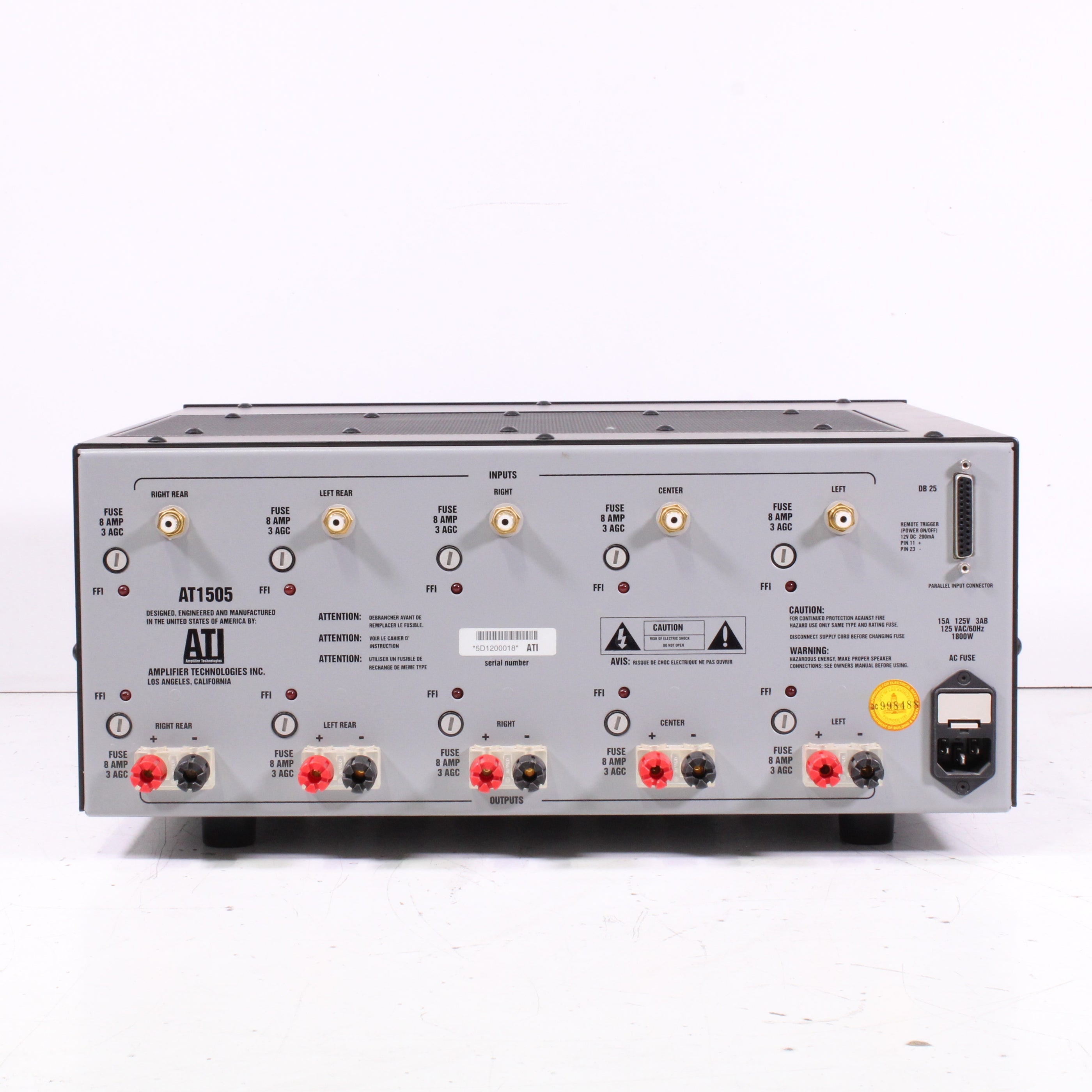 ATI AT1505 5-Channel Power Amplifier High-Current Design — SpenCertified