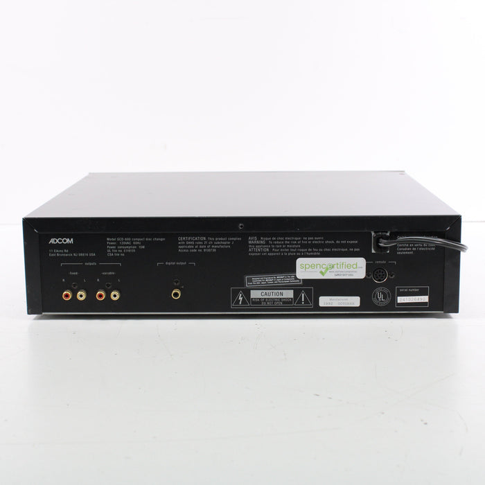 Adcom GCD-600 5-Disc CD Compact Disc Changer (1992)-CD Players & Recorders-SpenCertified-vintage-refurbished-electronics