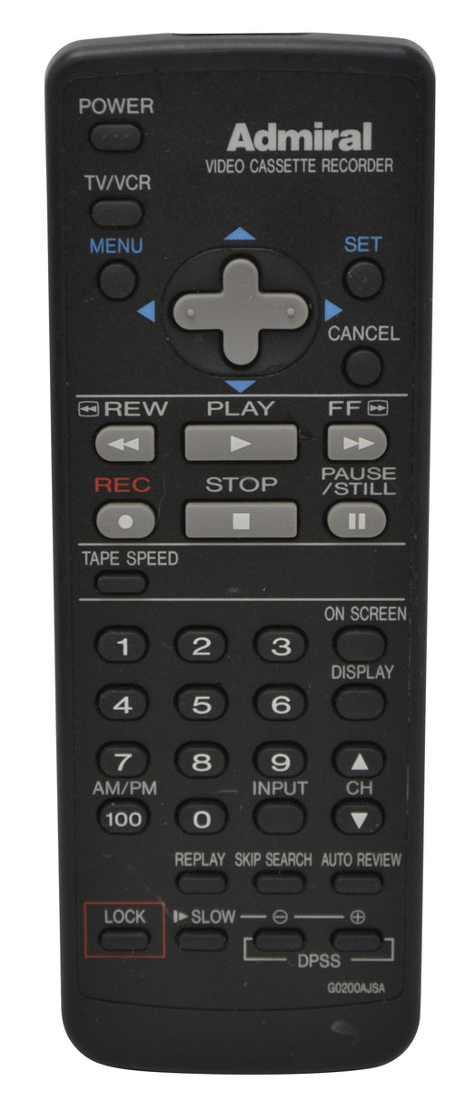 Admiral g0200ajsa Remote for JSJ 20421 VHS VCR Video Player-SpenCertified-vintage-refurbished-electronics