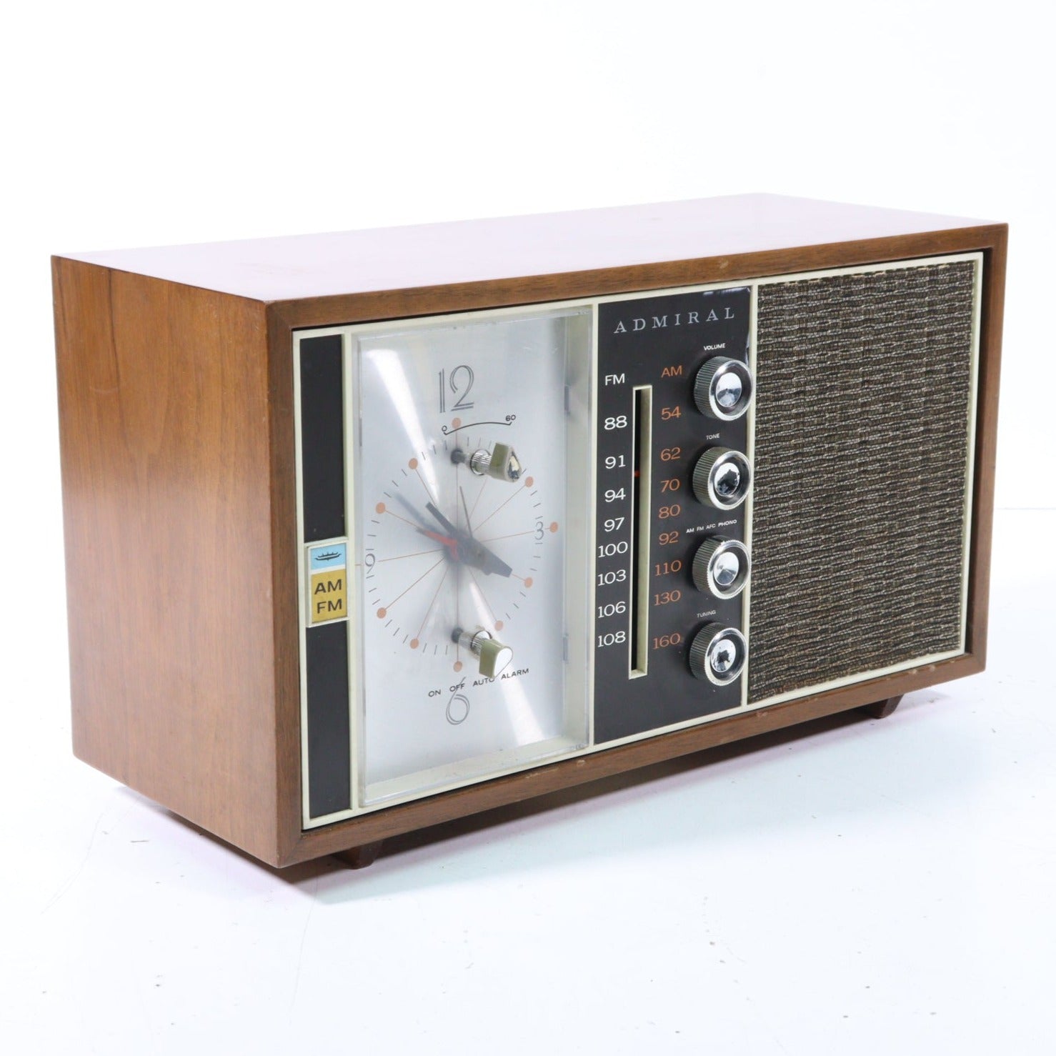 Admiral Vintage AM FM Radio Clock with Alarm (AS IS)