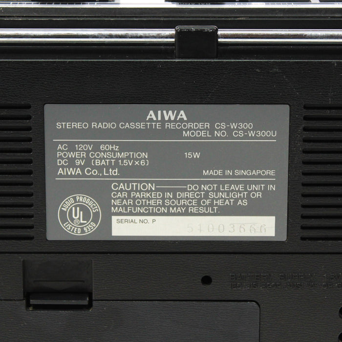 Aiwa CS-W300 Portable Dual Tape Player Stereo Radio Cassette Boombox (1980s)-Boomboxes-SpenCertified-vintage-refurbished-electronics