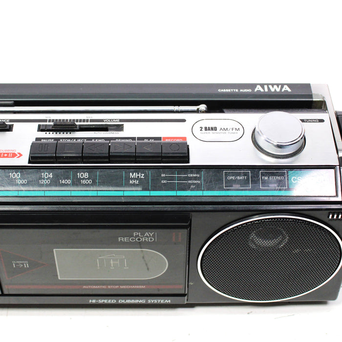 Aiwa CS-W300 Portable Dual Tape Player Stereo Radio Cassette Boombox (1980s)-Boomboxes-SpenCertified-vintage-refurbished-electronics