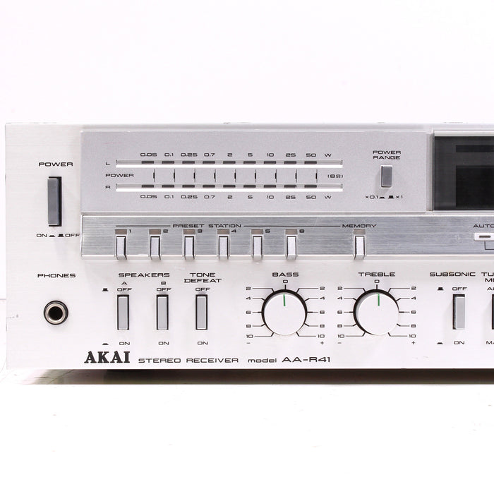 Akai AA-R41 Vintage AM FM Stereo Receiver Silver Face Wood Case (1981)-Audio & Video Receivers-SpenCertified-vintage-refurbished-electronics