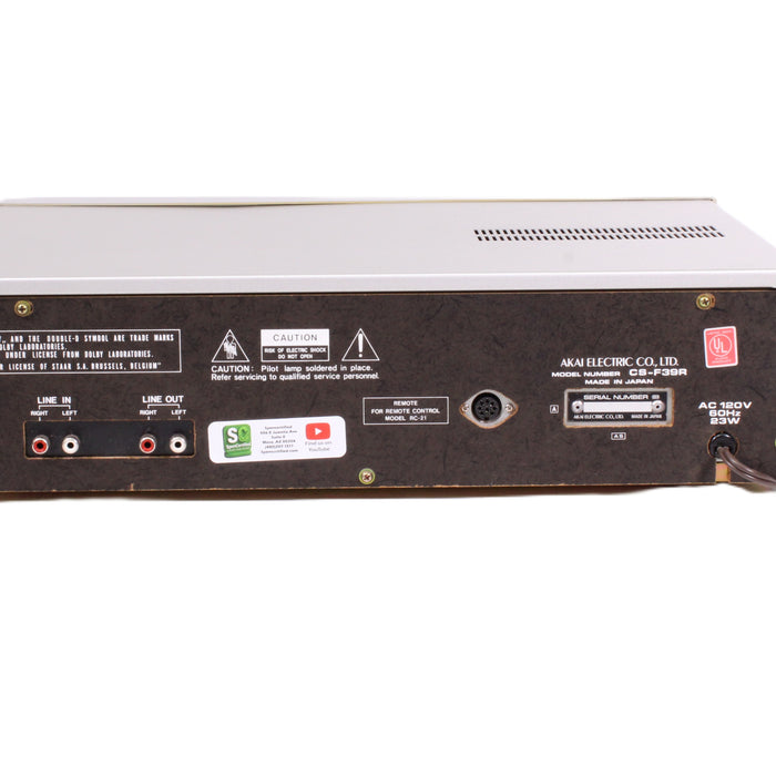 Akai CS-F39R Auto-Reverse Stereo Cassette Deck Dolby B/C Metal Tape-Cassette Players & Recorders-SpenCertified-vintage-refurbished-electronics