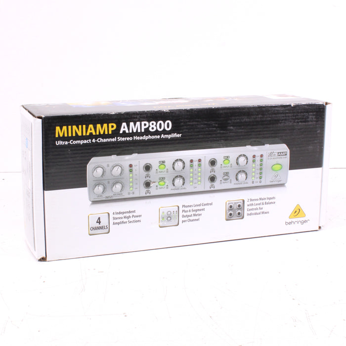 Behringer Miniamp AMP800 Ultra-Compact 4-Channel Stereo Headphone Amplifier w/ Box-IR Transmitters-SpenCertified-vintage-refurbished-electronics
