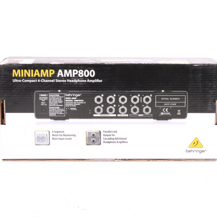 Behringer Miniamp AMP800 Ultra-Compact 4-Channel Stereo Headphone Amplifier w/ Box-IR Transmitters-SpenCertified-vintage-refurbished-electronics