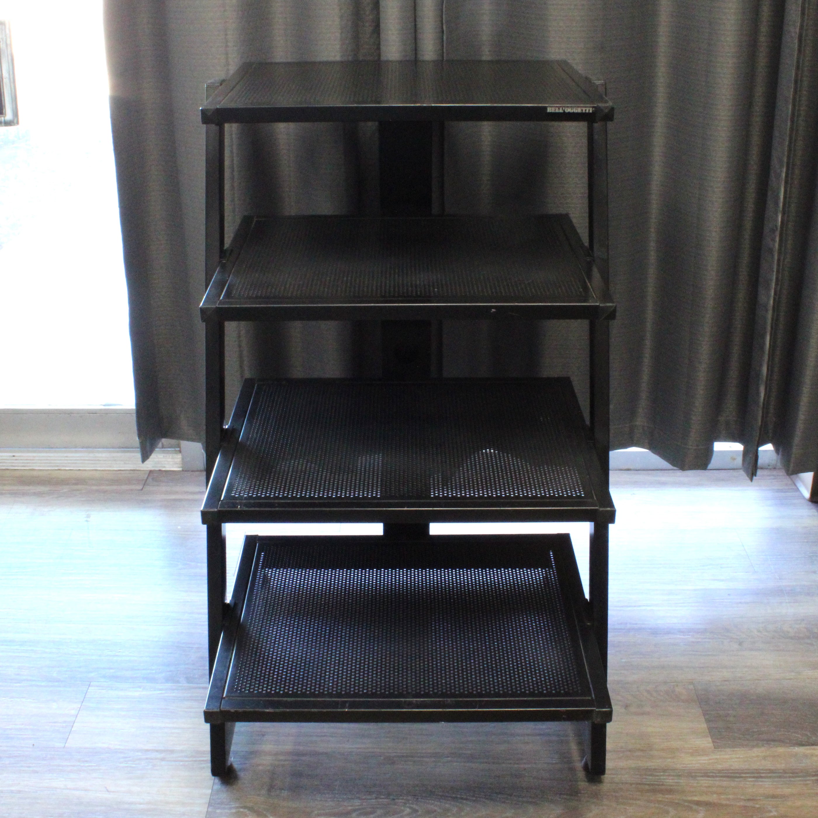 Bell'Oggetti Metal Audio Rack Assembled 4-Shelf Tower Unit (Black ...