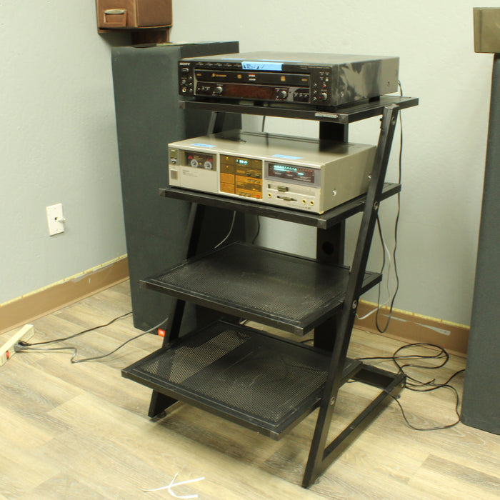 Bell'Oggetti Metal Audio Rack Assembled 4-Shelf Tower Unit (Black)-shelving-SpenCertified-vintage-refurbished-electronics