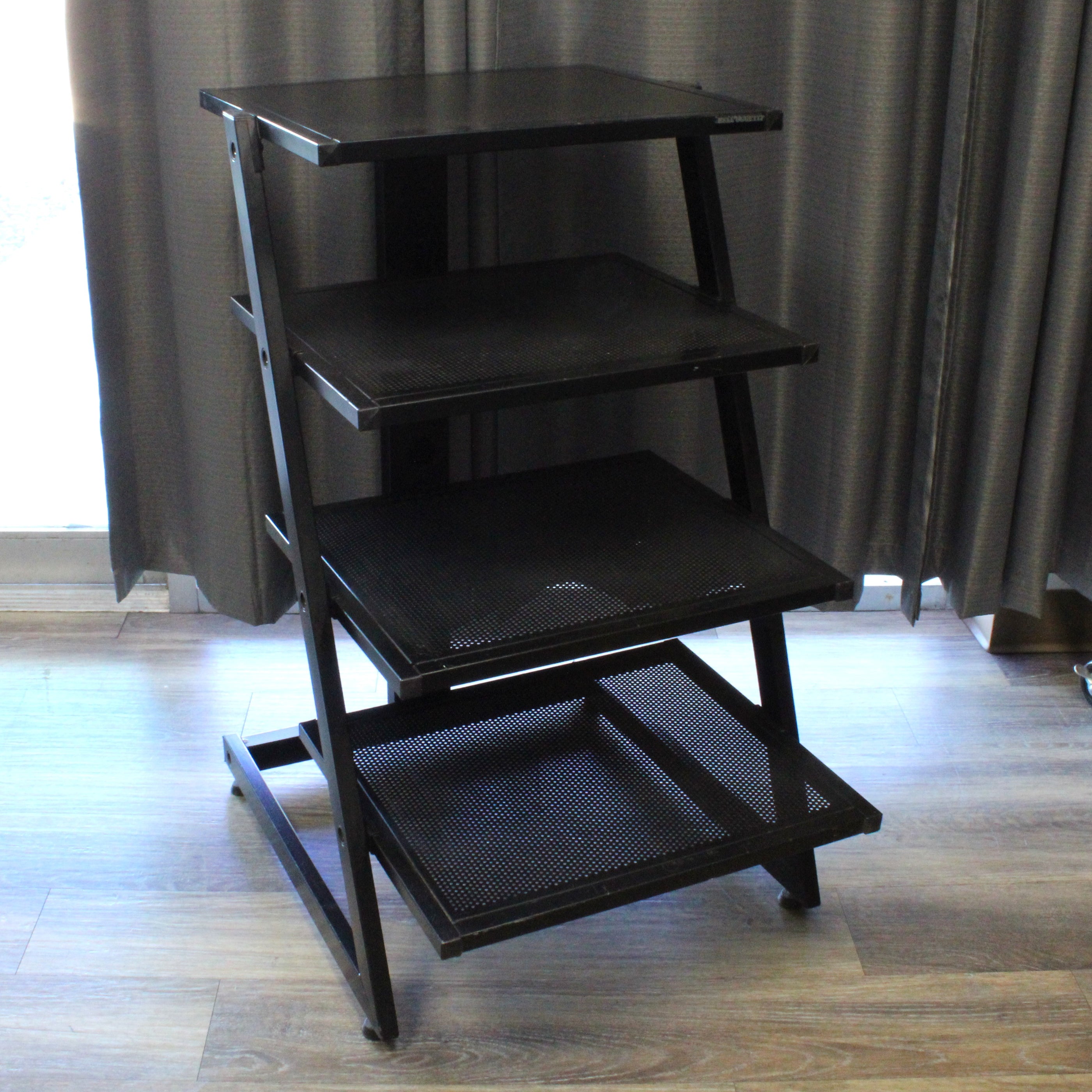 Buzzer Rack Bell'Oggetti Metal Audio Rack Assembled 4-Shelf Tower Unit (Black ...