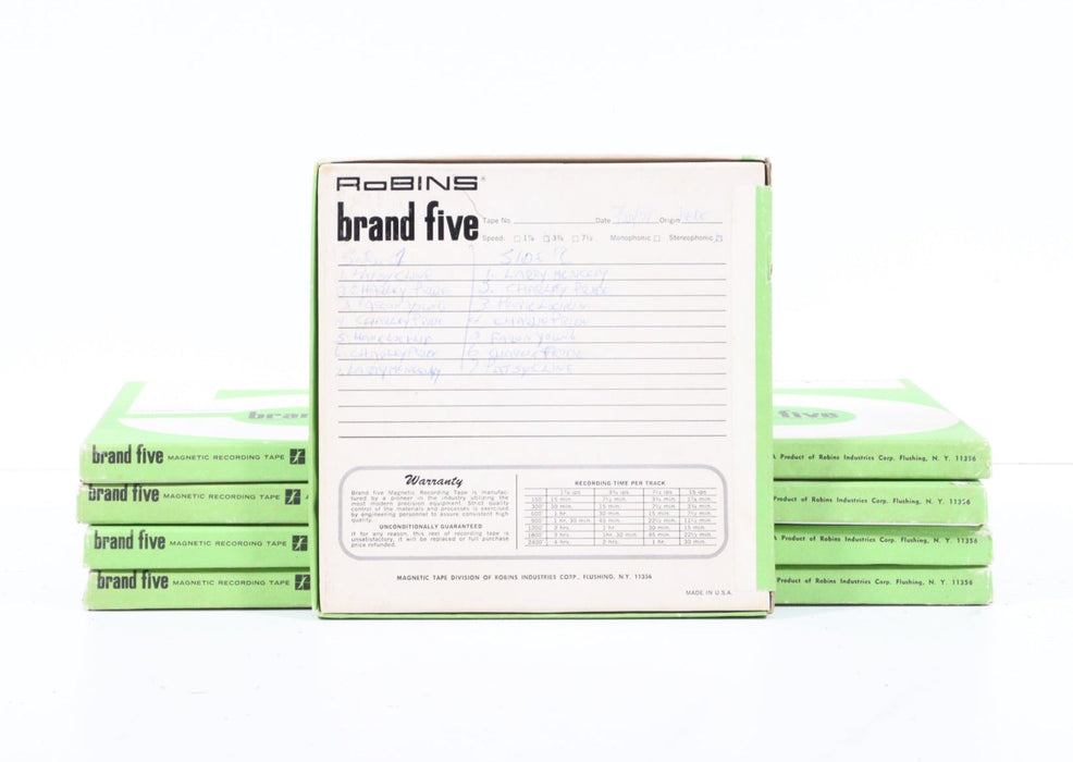 Brand Five Magnetic Recording Tape 1800' 1 Mil Polyester #10D7M (Bundle of Nine)-Reel-to-Reel Accessories-SpenCertified-vintage-refurbished-electronics