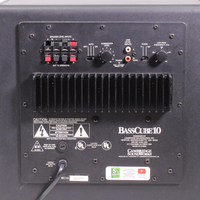 Cambridge SoundWorks BassCube 10 Powered Subwoofer 10" Active Home Theater Sub-Speakers-SpenCertified-vintage-refurbished-electronics