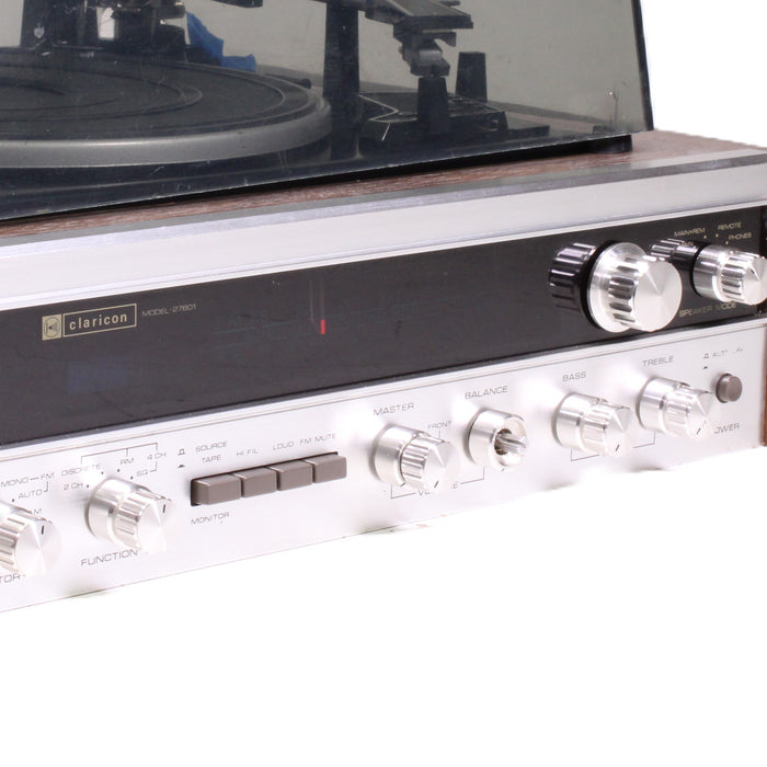 Claricon 27801 8-Track Stereo Receiver Turntable Console System Auto Record Changer-Turntables & Record Players-SpenCertified-vintage-refurbished-electronics