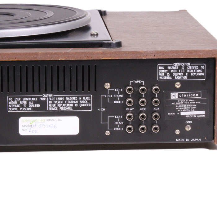 Claricon 27801 8-Track Stereo Receiver Turntable Console System Auto Record Changer-Turntables & Record Players-SpenCertified-vintage-refurbished-electronics