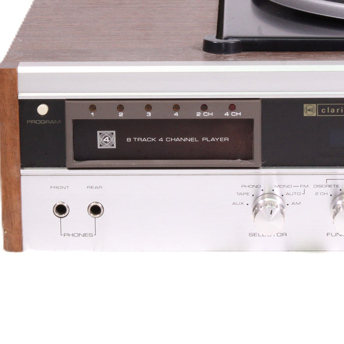 Claricon 27801 8-Track Stereo Receiver Turntable Console System Auto Record Changer-Turntables & Record Players-SpenCertified-vintage-refurbished-electronics