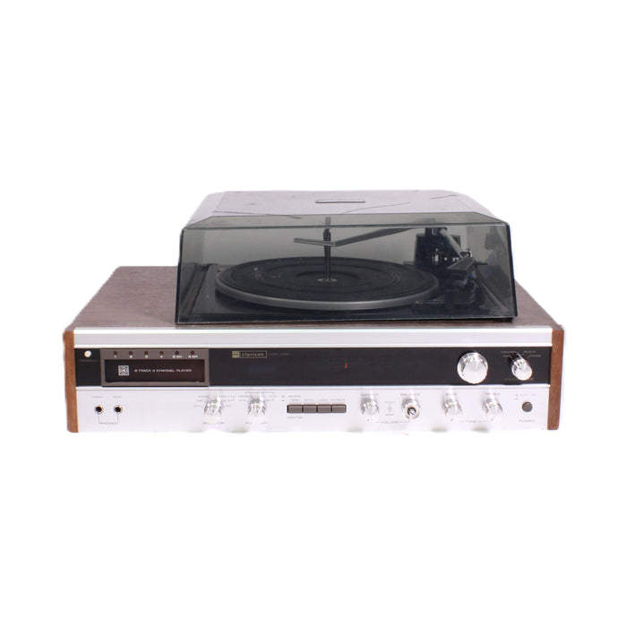 Claricon 27801 8-Track Stereo Receiver Turntable Console System Auto Record Changer-Turntables & Record Players-SpenCertified-vintage-refurbished-electronics