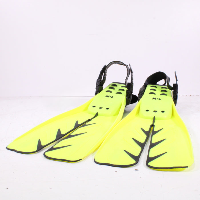 Cressi-Sub Rondine Adjustable Medium/Large Yellow Open-Heel Fins-Paddle Fin-SpenCertified-vintage-refurbished-electronics