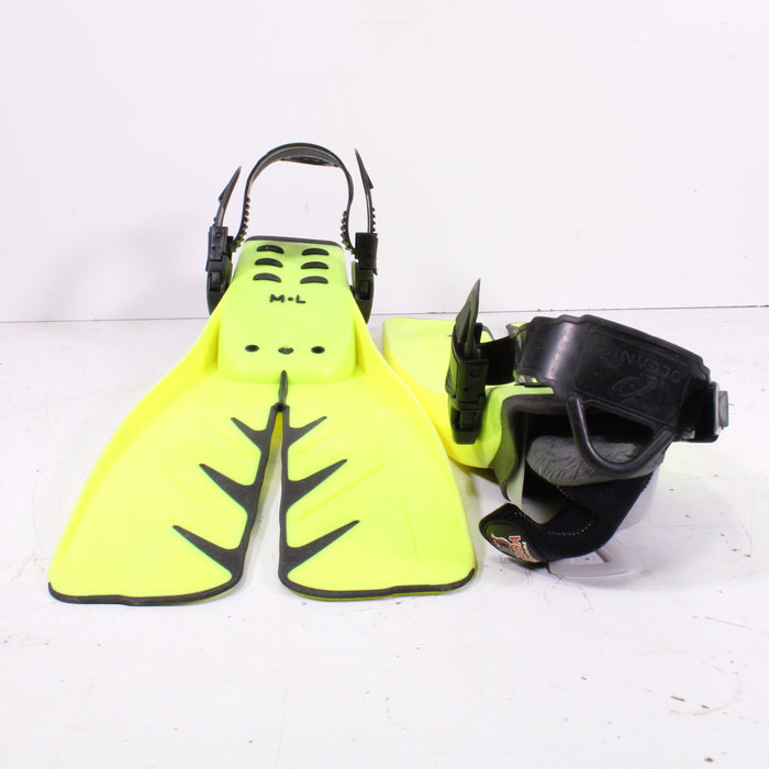 Cressi-Sub Rondine Adjustable Medium/Large Yellow Open-Heel Fins-Paddle Fin-SpenCertified-vintage-refurbished-electronics