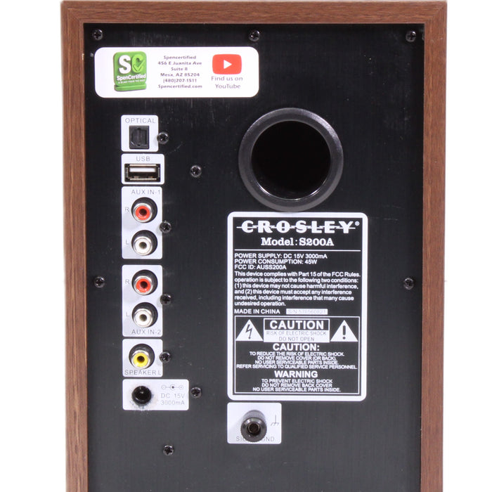 Crosley S200A Stereo Powered Speakers Bluetooth USB Optical RCA Pair-Speakers-SpenCertified-vintage-refurbished-electronics