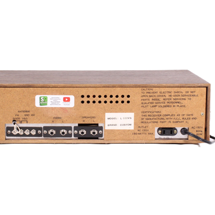 Custom L-500VS Vintage 8-Track AM/FM Multiplex Stereo Receiver with Phono-8 Track Player-SpenCertified-vintage-refurbished-electronics