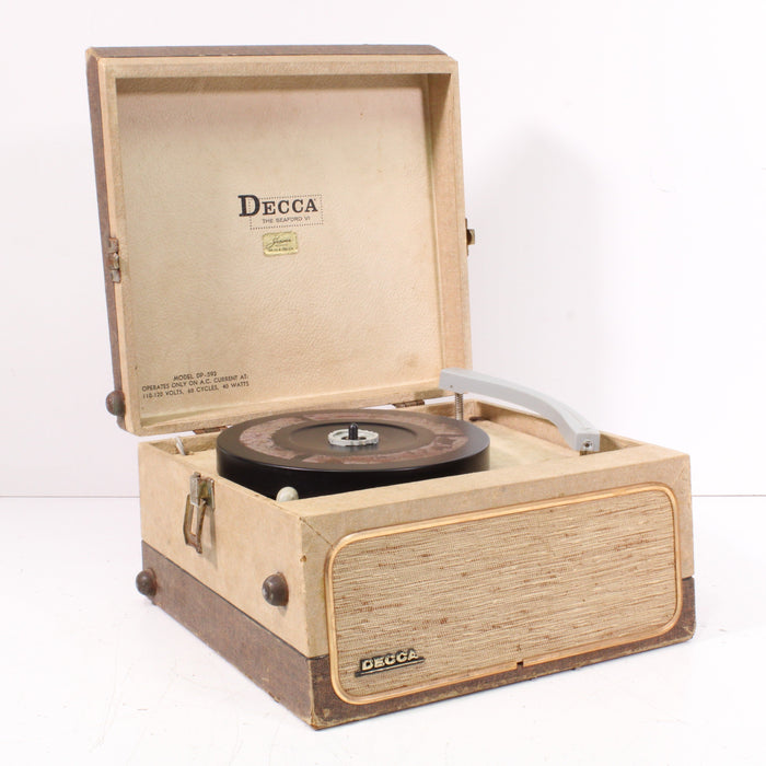 Decca DP-592 Portable 4-Speed Record Player System Built-In Speakers-Turntables & Record Players-SpenCertified-vintage-refurbished-electronics