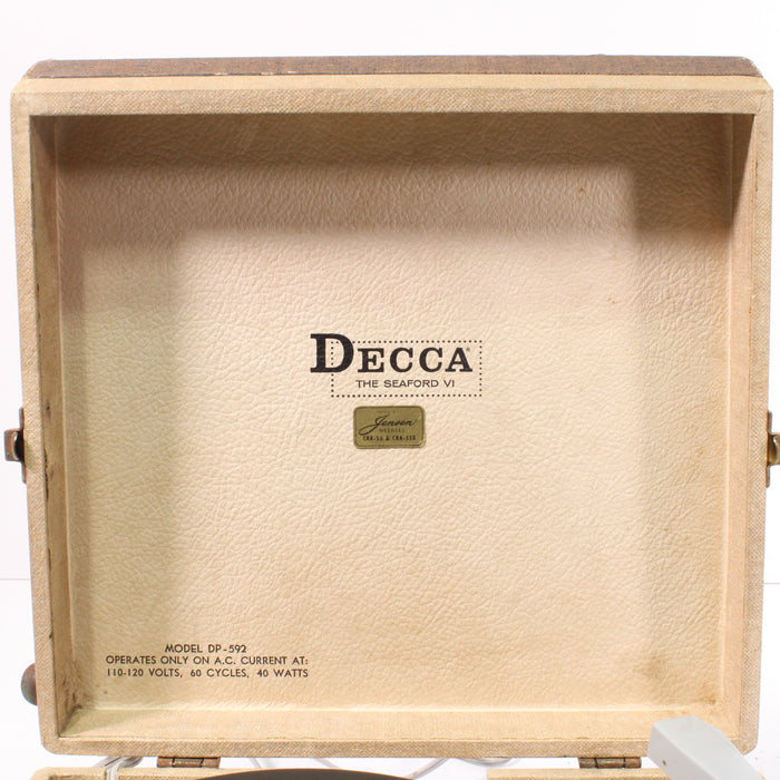 Decca DP-592 Portable 4-Speed Record Player System Built-In Speakers-Turntables & Record Players-SpenCertified-vintage-refurbished-electronics
