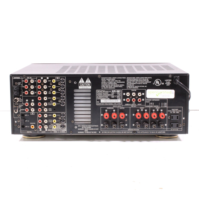 Denon AVR-2801 5.1-CH AV Receiver with Dolby Digital and DTS (2000) (NO REMOTE)-Audio & Video Receivers-SpenCertified-vintage-refurbished-electronics