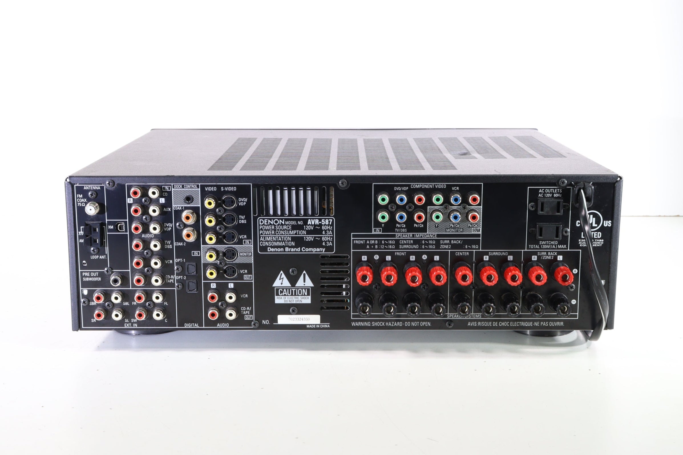 Denon AVR-587 AV Surround Receiver Home Theater Component (NO REMOTE ...