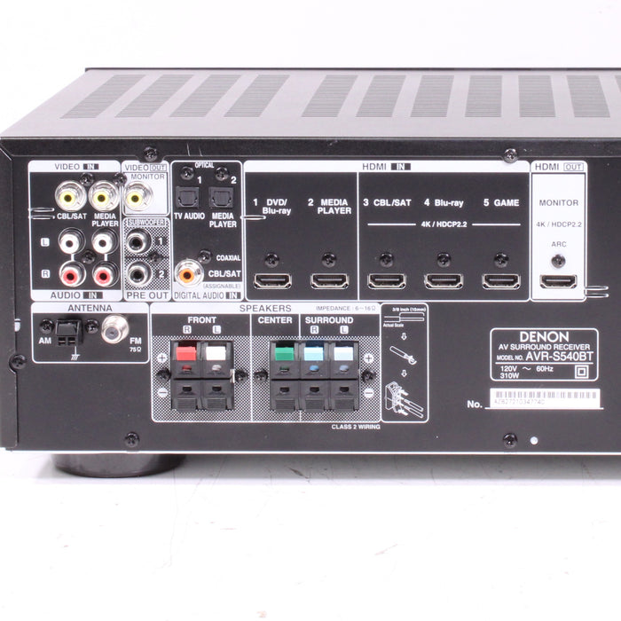 Denon AVR-S540BT 5.2 Channel AV Surround Receiver with Bluetooth-Audio & Video Receivers-SpenCertified-vintage-refurbished-electronics