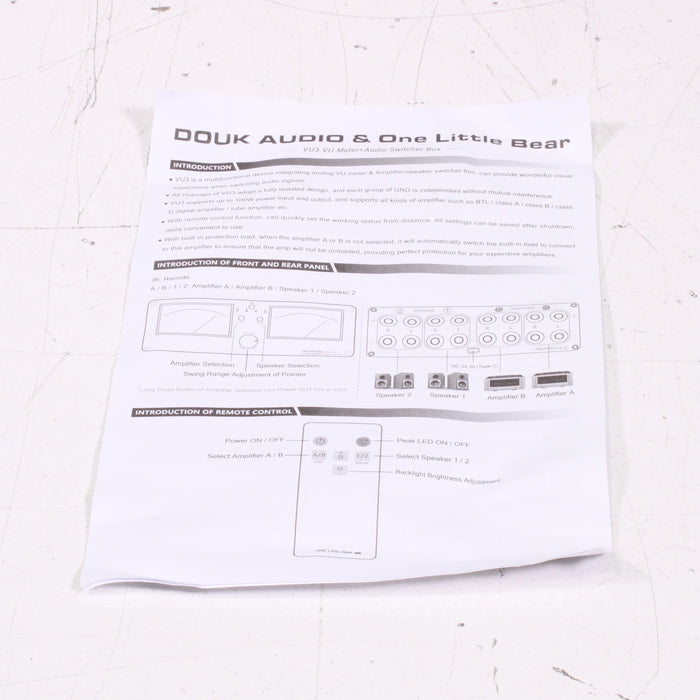 Douk Audio VU3 Dual Analog VU Meter 2-Way Amplifier / Speaker Audio Switcher (ORIGINAL BOX)-Audio Switcher-SpenCertified-vintage-refurbished-electronics