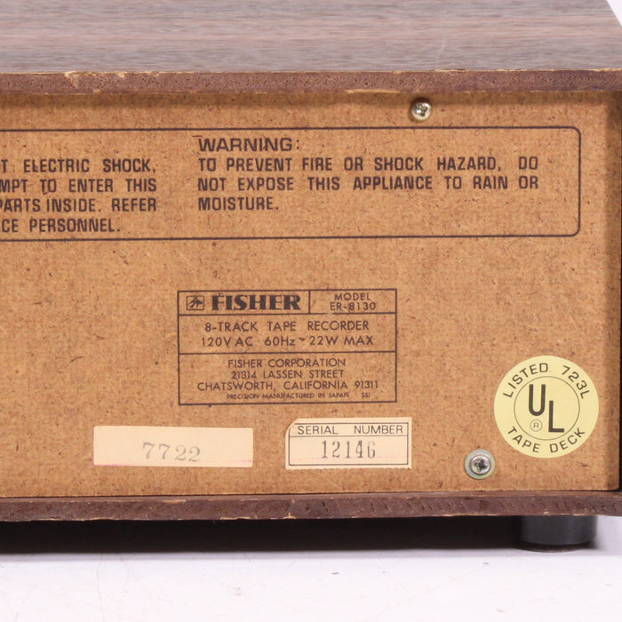 Fisher ER-8130 8-Track Player Stereo Tape Deck Dolby Vintage (AS-IS??)-8 Track Player-SpenCertified-vintage-refurbished-electronics