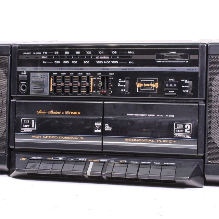Fisher PH-W803 Surround Sound Boombox Dual Cassette Stereo System Portable Radio-Cassette Players & Recorders-SpenCertified-vintage-refurbished-electronics