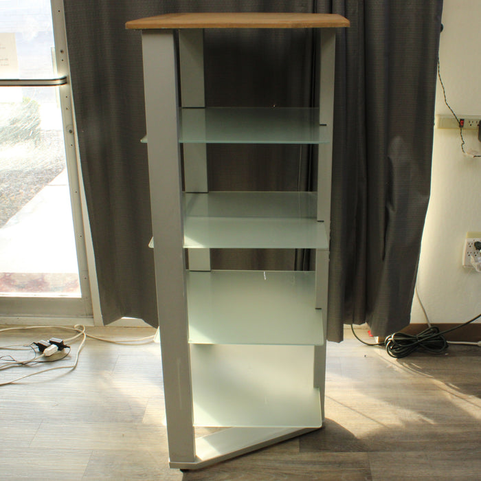 Frosted Glass Shelving Unit Assembled 4-Shelf Electronics Multimedia Storage Bookshelf-shelving-SpenCertified-vintage-refurbished-electronics