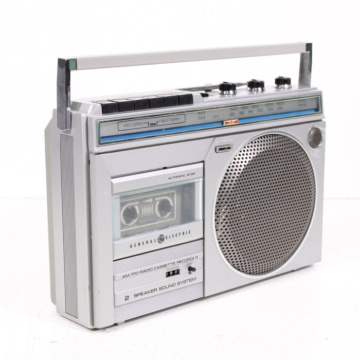 GE General Electric 3-5246A AM FM Stereo Cassette Boombox Silver (1990s)-Radios-SpenCertified-vintage-refurbished-electronics