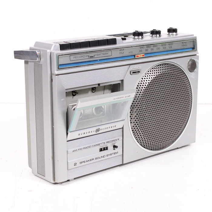 GE General Electric 3-5246A AM FM Stereo Cassette Boombox Silver (1990s)-Radios-SpenCertified-vintage-refurbished-electronics