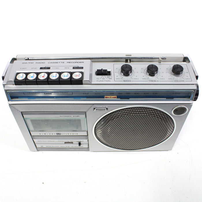 GE General Electric 3-5246A AM FM Stereo Cassette Boombox Silver (1990s)-Radios-SpenCertified-vintage-refurbished-electronics