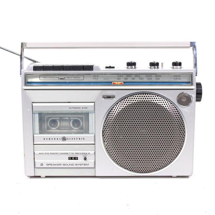 GE General Electric 3-5246A AM FM Stereo Cassette Boombox Silver (1990s)-Radios-SpenCertified-vintage-refurbished-electronics