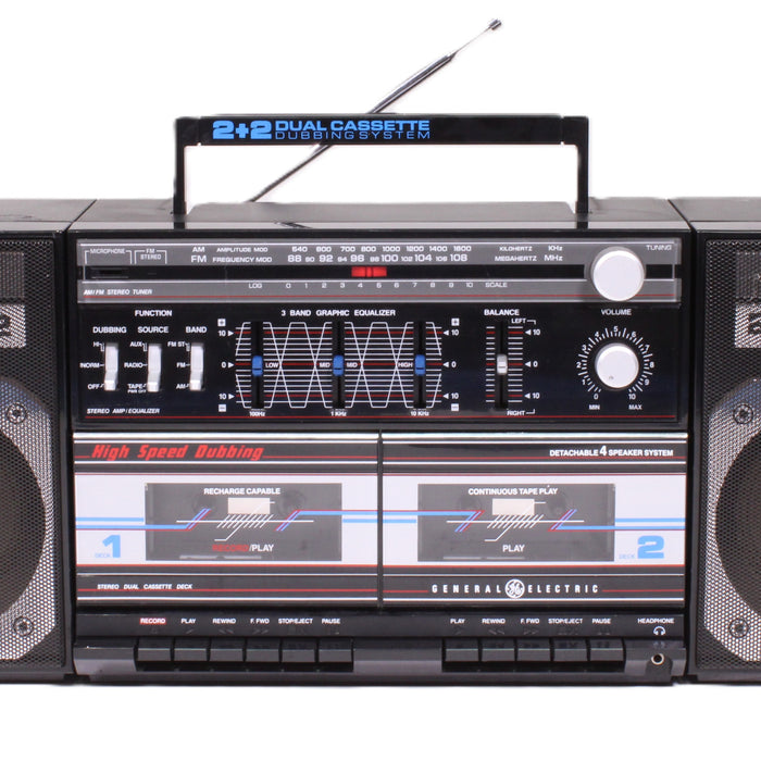 GE General Electric 3-5671A Portable Radio Dual Cassette Recorder Boombox-Radios-SpenCertified-vintage-refurbished-electronics