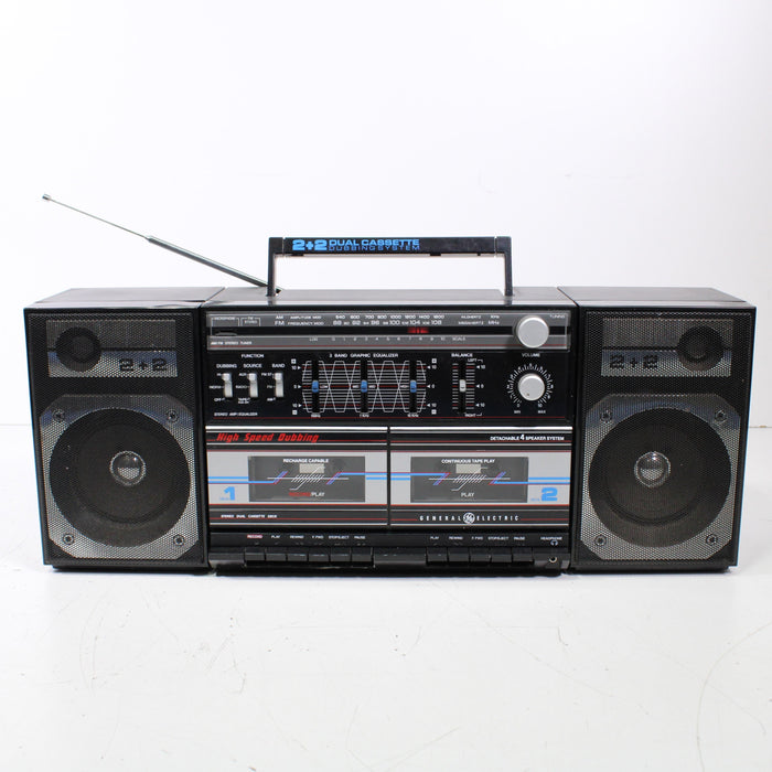 GE General Electric 3-5671A Portable Radio Dual Cassette Recorder Boombox-Radios-SpenCertified-vintage-refurbished-electronics