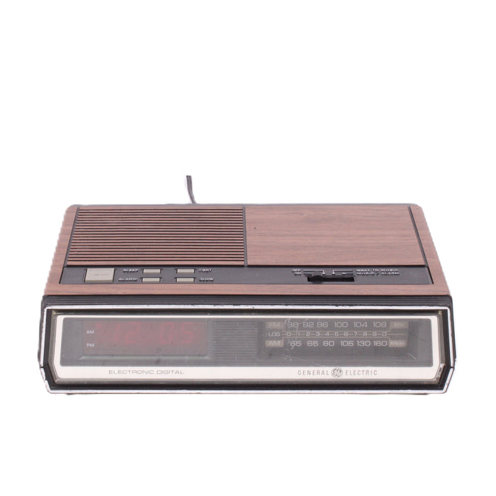 General Electric 7-4635A AM/FM Clock Radio Woodgrain Digital Alarm Clock-Radios-SpenCertified-vintage-refurbished-electronics