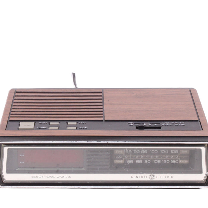 General Electric 7-4635A AM/FM Clock Radio Woodgrain Digital Alarm Clock-Radios-SpenCertified-vintage-refurbished-electronics