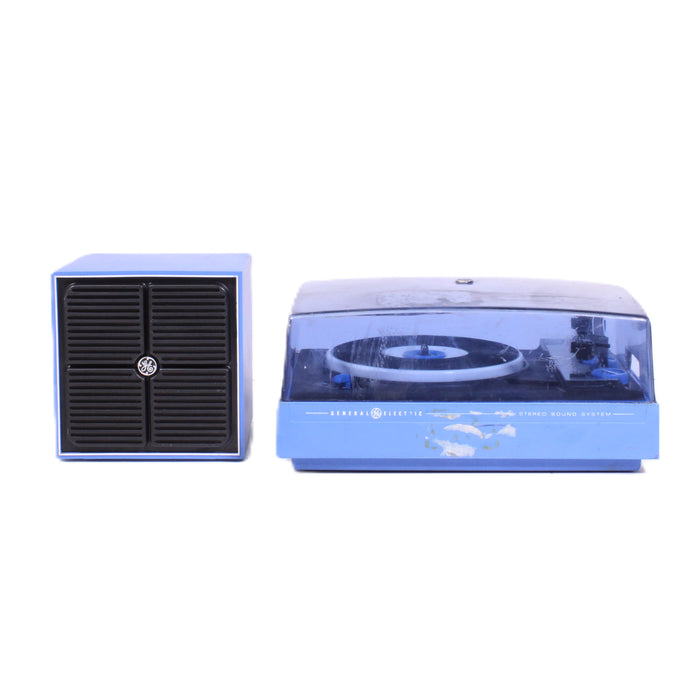 General Electric P330A Blue Portable 45 RPM Record Player with Matching Speaker-Turntables & Record Players-SpenCertified-vintage-refurbished-electronics