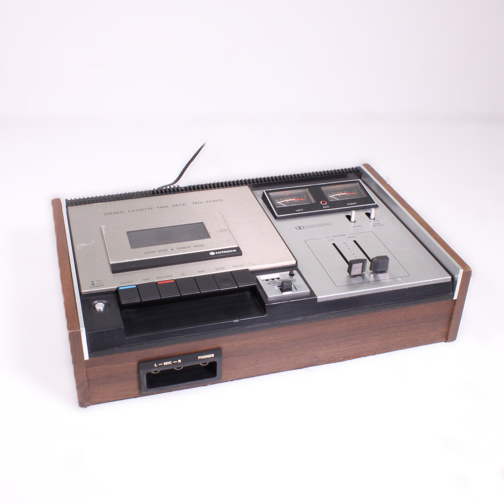 HITACHI TRQ-2040D Stereo Cassette Tape Deck Wood Cabinet Dolby