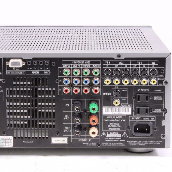 Harman Kardon AVR 635 7.1-Channel A/V Receiver (2005)-Audio & Video Receivers-SpenCertified-vintage-refurbished-electronics