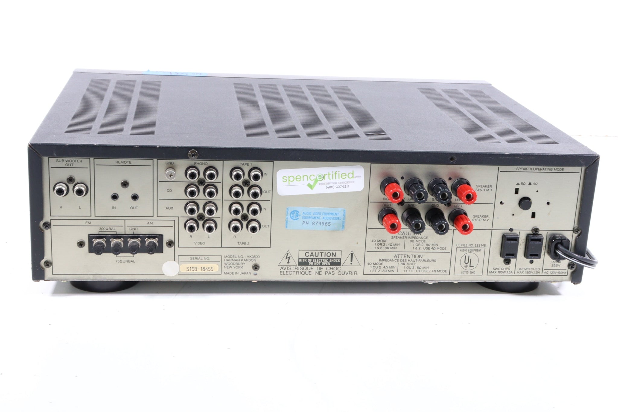 Harman Kardon HK3500 Stereo Receiver (NO LEFT CHANNEL)